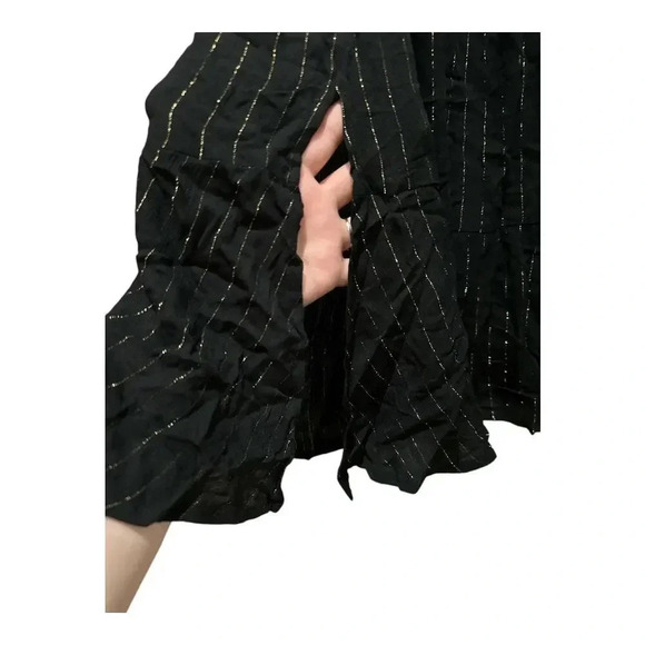 NWT Oat New York Long Sleeve Black‎ & Gold Square Neck Smocked Dress | Size S - Picture 6 of 9